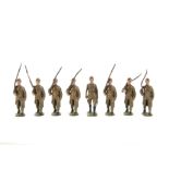 Britains loose set 192 French Infanterie (Shrapnel-proof Helmets) in uncommon khaki, 1939, 1-4,