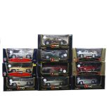 1:18 Scale Vintage Mercedes Benz and Jaguar Models by Burago, ten boxed examples comprising