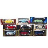 1:18 Scale Vintage and Modern VW Beetles, nine boxed models comprising, Solido 8014 Coccinelle, Road