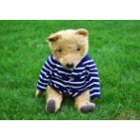 Major Tom a 1940s teddy bear, with golden mohair, clear and black glass eyes, pronounced muzzle with