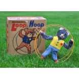 Loop the Hoop an Alps (Japan) clockwork Whirling Bear 1950s, with grey synthetic head and arms, in