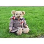 Jolyon a Terry type teddy bear circa 1915, with blonde mohair, clear and black glass eyes with brown