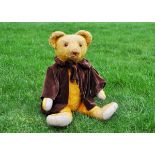 Leo an Eduard Cramer teddy bear 1920s, with bright golden mohair, clear and black glass eyes with
