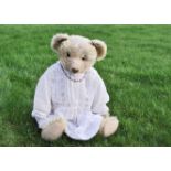 Tallulah' a Terry type teddy bear circa 1915, with blonde mohair, clear and black glass eyes with