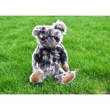 Sam a rare British black and grey teddy bear 1920s, possibly Teddy Toy Company with an extremely
