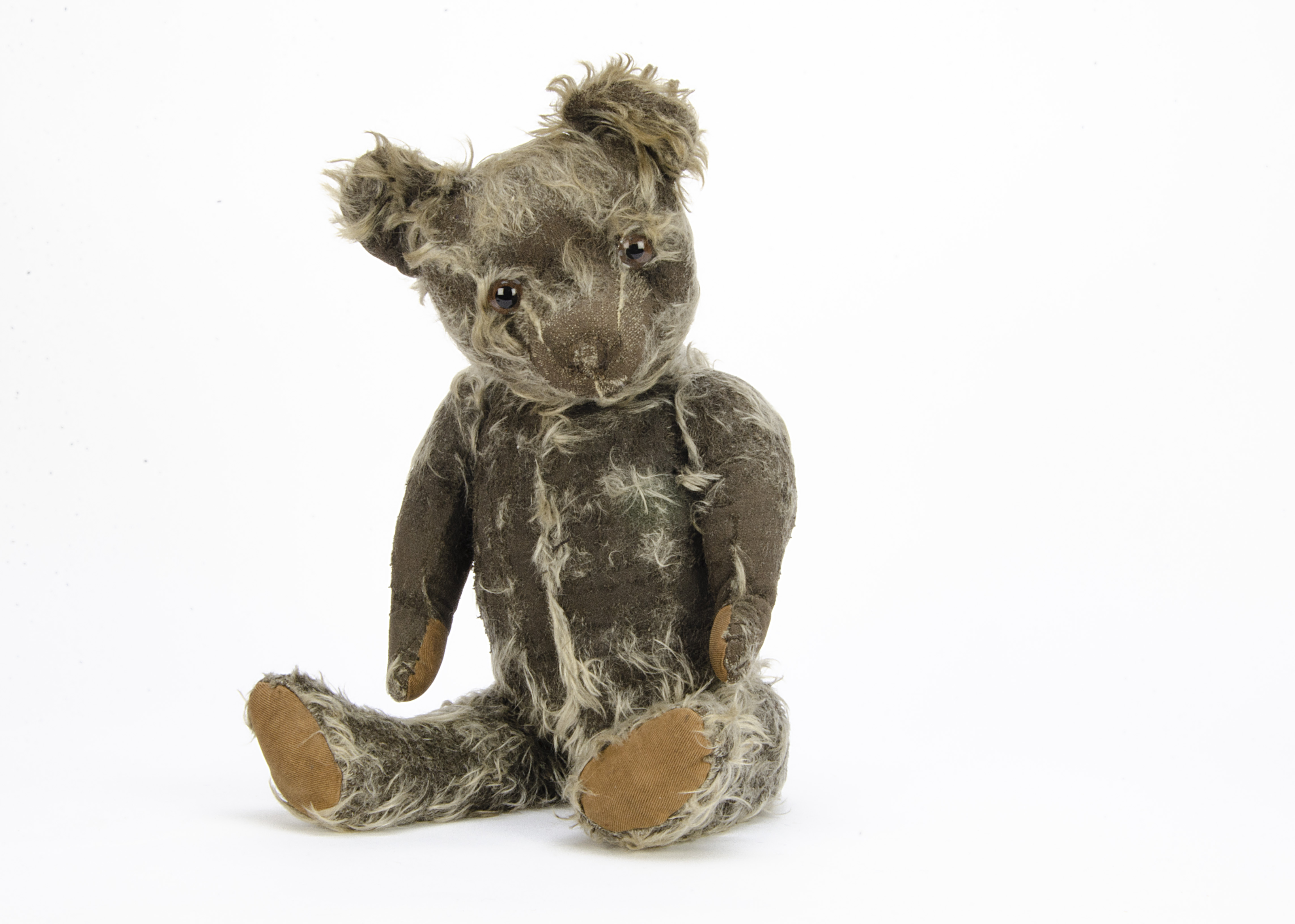 Mr T T a rare British black and grey teddy bear 1920s, possibly Teddy Toy Company with an - Image 2 of 2
