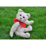 Olive a British Manufacturing Co Ltd Omega teddy bear 1930s, with unusual white mohair, clear and