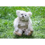 Mr P a Helvetic musical teddy bear 1920s, with long white mohair, clear and black glass eyes with