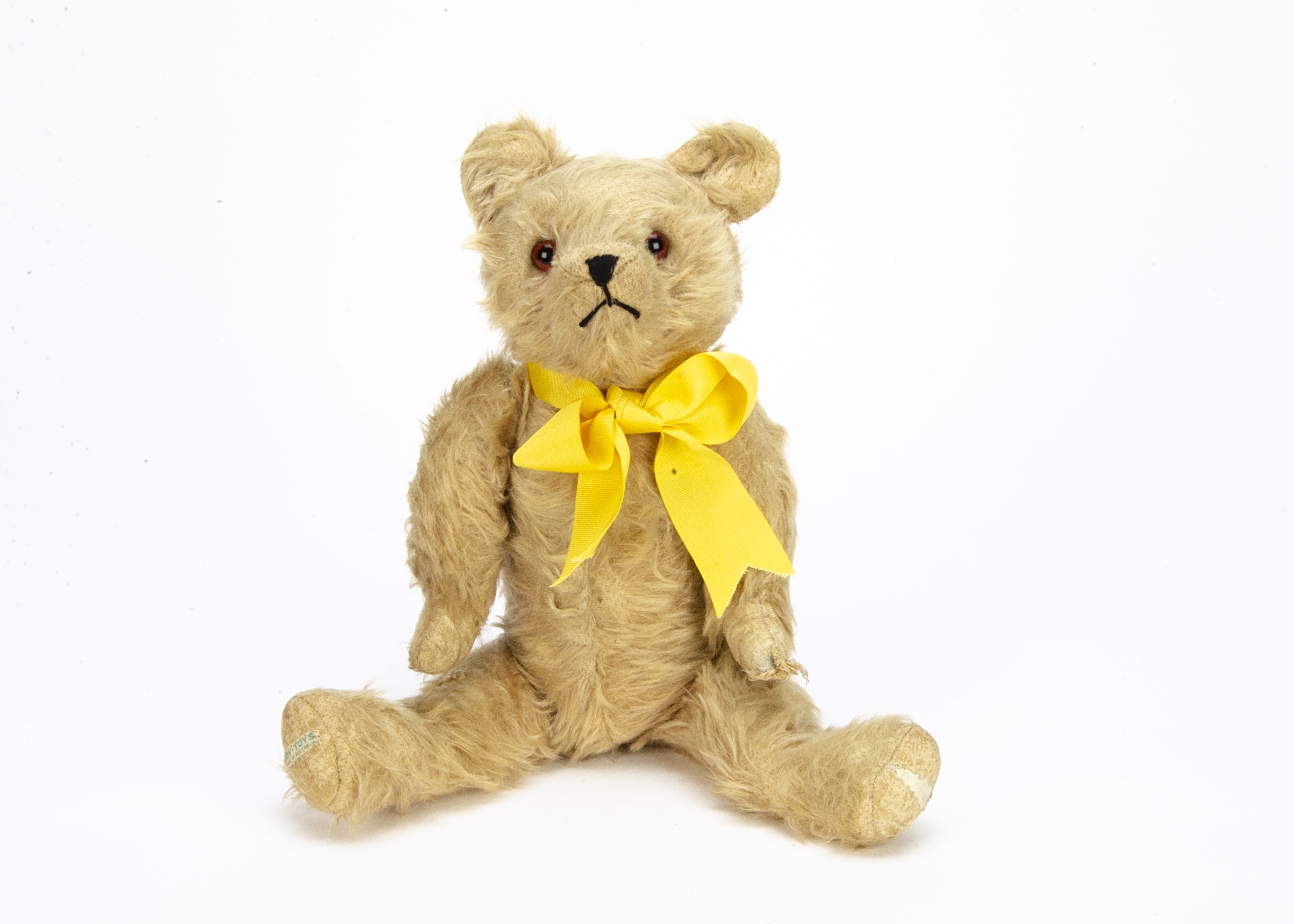 Larry a Joy Toys (Australia) teddy bear 1940s, with beige mohair, orange and black glass eyes, - Image 2 of 2