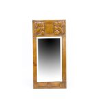 An Arts and Crafts leather framed hall mirror, of rectangular shape by Beatrice Goodwin and Madge
