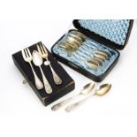 A quantity of German white metal flatware, including a set of thirteen bright cut teaspoons, some