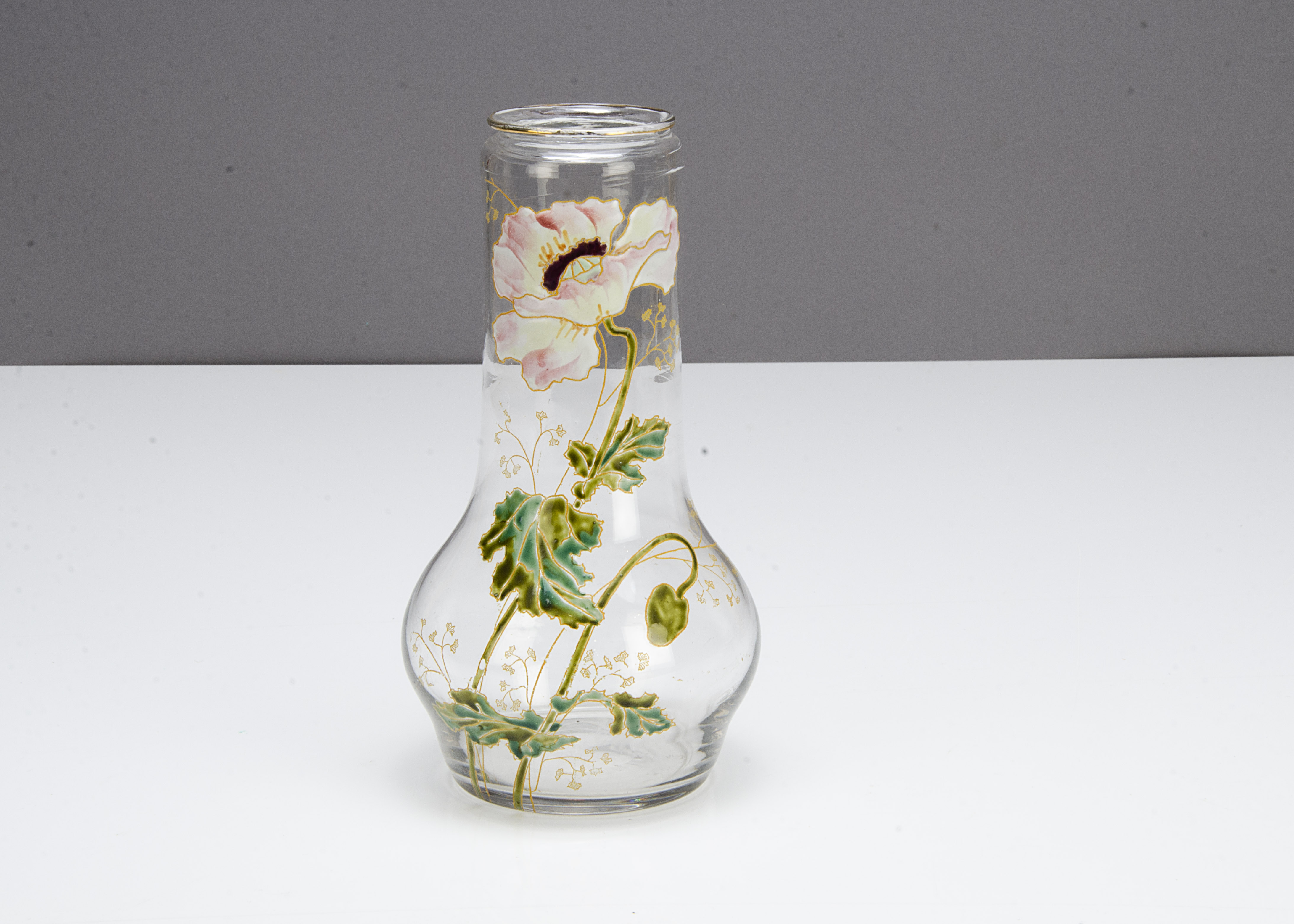 An Art Nouveau continental glass vase, the globular base supporting a straight neck with an inverted - Image 2 of 2