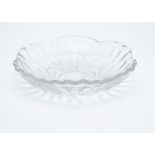 A modern Lalique colourless glass bowl, with three Lilypad leaves with wheel engraved design and