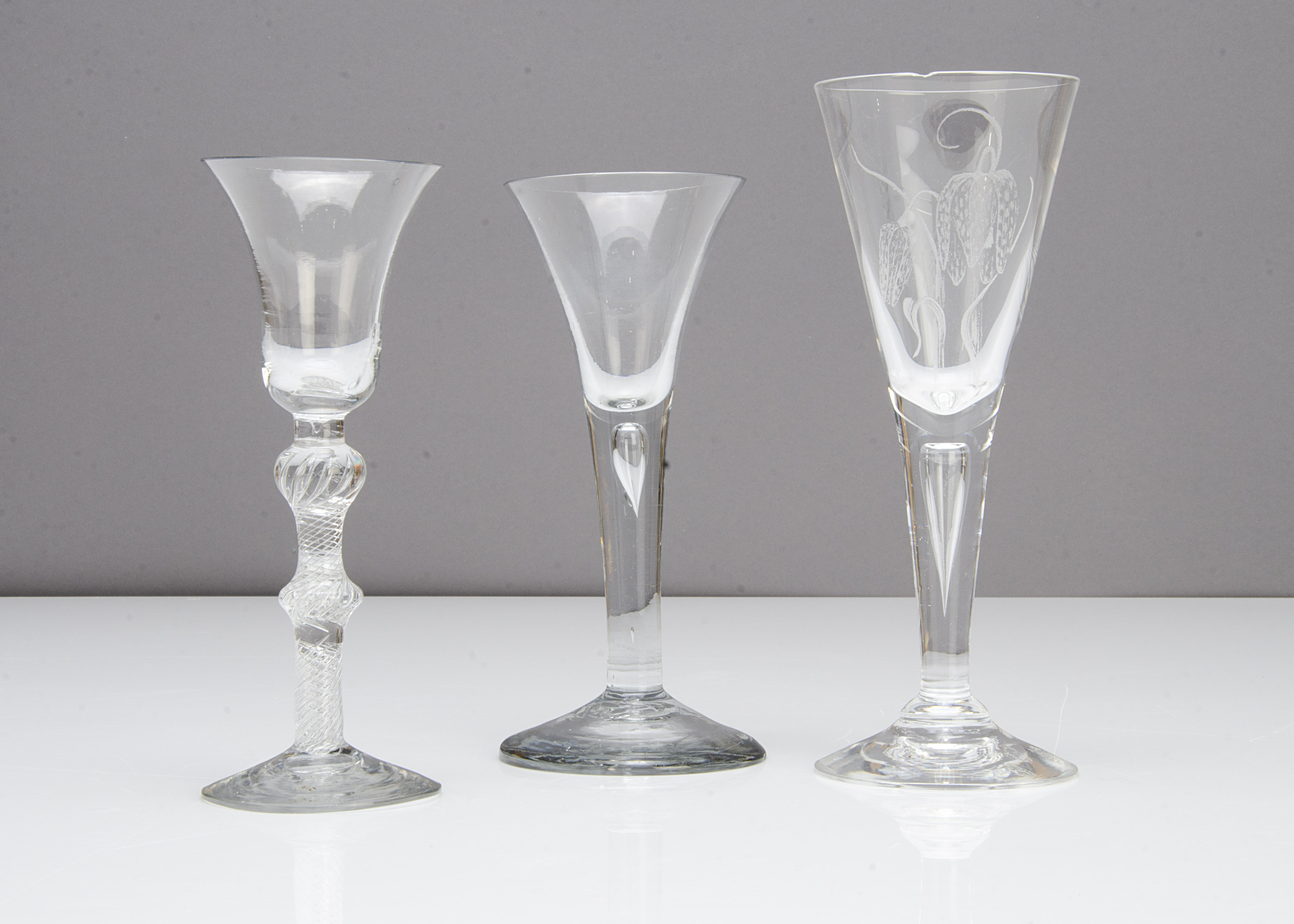 A 19th Century ale glass, of trumpet bowl with tapered stem and domed circular spreading foot, - Image 2 of 2