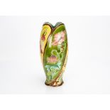 A French Longchamp Terre Defer majolica Art Nouveau ovoid vase, with moulded decoration of pink