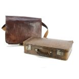 A vintage crocodile skin effect leather suitcase, with chrome fittings and leather handle, 42cm wide