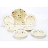 A Beswickware Art Deco fruit salad set, including a large bowl, 23cm diameter, six bowls all with