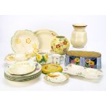 A collection of Art Deco Staffordshire pottery, including a Royal Winton Grimwades pottery planter