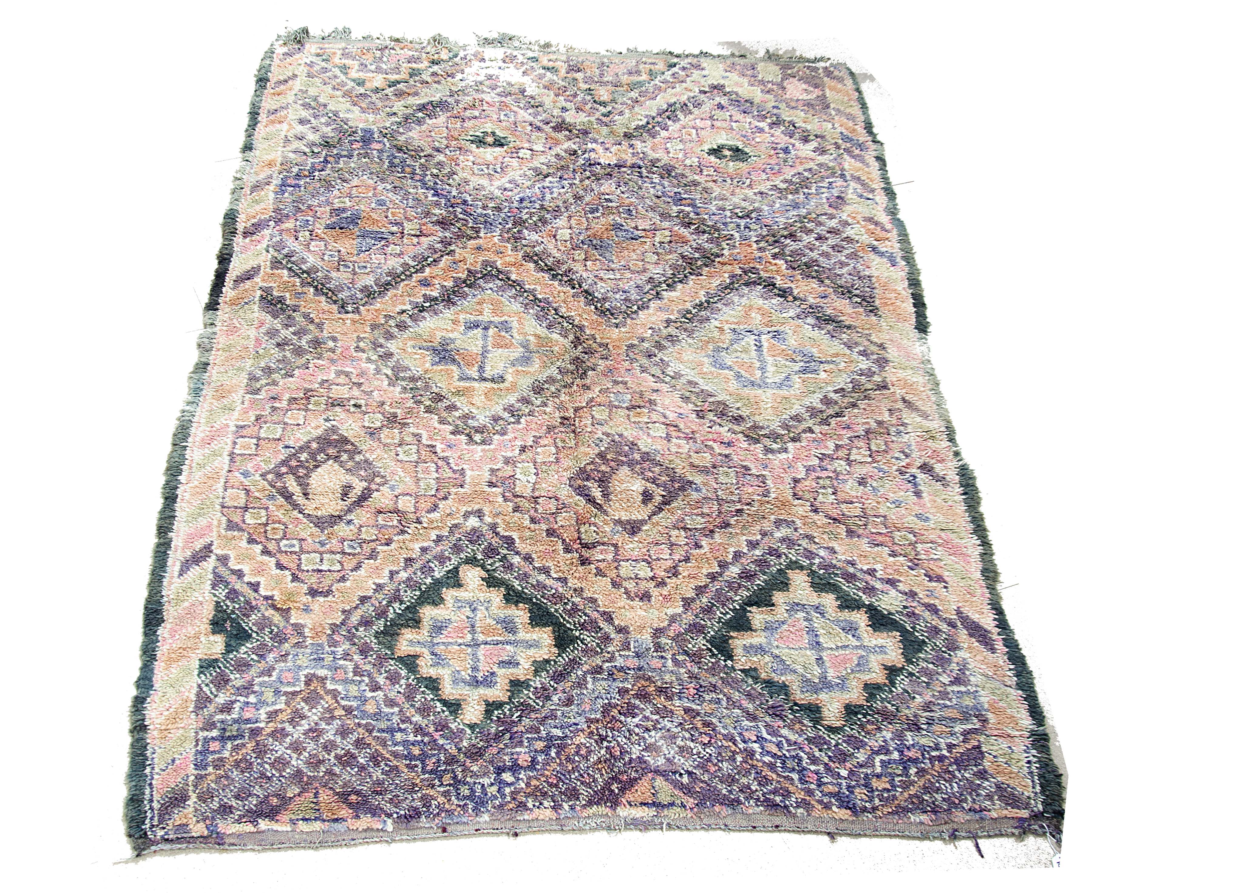 A contemporary Najat Benim gilt rug, of Moroccan origin of rectangular form with central pattern - Image 2 of 2