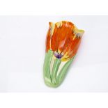 A Wade Heath Pottery tulip pattern wall pocket, painted in colours, printed factory mark to