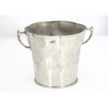 An Orivit Jugendstil twin handled ice bucket, of polished pewter form with heart shaped floral