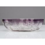 A Moser cut glass ovoid amethyst centrepiece, the amethyst body of shaded colouring with wheel