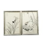 A set of six Japanese wood block prints, of bird studies including birds, cranes, geese, water birds