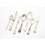 A part canteen of continental Art Nouveau silver plated flatware, comprising six tablespoons,