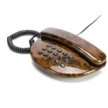 A modern Geemarc Windsor home telephone, in burr walnut effect with push buttons, 20.5cm wide x 14cm
