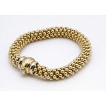 A continental 18ct yellow gold Fope bracelet, with bead chain metal links with a bayonet and slide