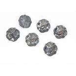 A set of six Edwardian silver buttons by J & RG, each with a lady's head, Chester 1903 (6)