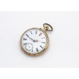 A late 19th Century Continental 14ct gold open faced pocket watch, 44mm, appears to run, base