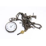 A 19th Century continental silver open face lady's pocket watch, painted dial marked Specially