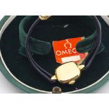 A 1960s Omega 18ct gold cased lady's wristwatch, 14mm square case, manual wind, appears to run,