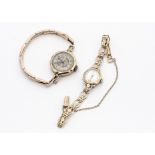 Two 9ct gold cased ladies wristwatches, one from Accurist on a 9ct gold bracelet, the other