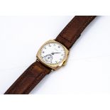 A late 1940s Cimrex 9ct gold cased gentleman's wristwatch, 30mm, silvered dial with subsidiary, 15