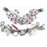 A Links of London silver charm bracelet, decorated with buttons, polo mallets, shells, beer tops