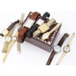 Ten ladies wristwatches, including a Smiths Deluxe 9ct gold cased example, other Rotary watches,