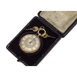 A mid Victorian period continental gold open face pocket watch, 38mm, appears to run well, 37.7g, in