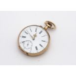 A late 19th Century French gold open faced pocket watch, 42mm, appears to run, base metal dust