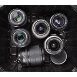Six Nikon AF Lenses, a DX NikkorAF-S 18-135mm f/3.5-5.6G ED, AF-S 55-200mm f4.5-5.6G ED (2), DX