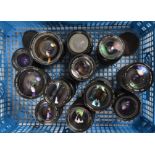 A Tray of Zoom Lenses, manufacturers include Sigma, Soligor, Pentax, Canon and other examples,