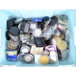 A Box of Filters, various types, manufacturers include Hoya, Jessops, Sun, Carl Zeiss Jena and other