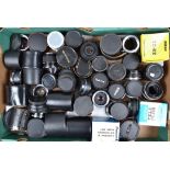 A Tray of Tele Converters and Extension Tubes maufacturers include Vivitar, Tokina, Nikon,