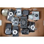 A Tray of Bakelite Cameras, including an Arti-Six, a Bilora Boy, black, Purma Special, Agilux