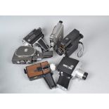 A Tray of 8mm Cine Cameras, including a Bell & Howell Filmosound 8, Quartz M, Prinz Sabre, Gaf 64