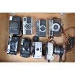 Various Cameras, a Canon Sure Shot Super, Ricoh FF-70D, Konica C35 EF-P, Olympus AF-10 XB