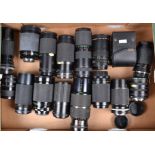 A Tray of Zoom Lenses, various mounts, manufacturers include Vivitar, Sigma, Nikon and other