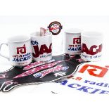 Jack/Jackie Radio memorabilia, large collection of memorabilia including six mugs, postcards, car