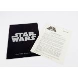 Stars Wars Press Release, original four-page Promotional cast and crew folder with a one page "Press